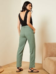 Love & Roses Khaki Green Cotton Utility Belted Trousers - Image 3 of 4