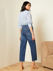 Love & Roses Blue High Waist Crop Wide Leg Jeans - Image 2 of 4