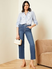 Love & Roses Blue High Waist Crop Wide Leg Jeans - Image 3 of 4