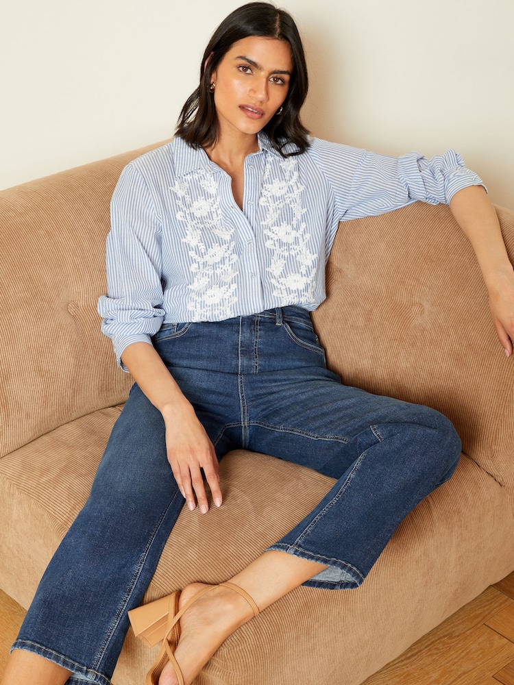 Love & Roses Blue High Waist Crop Wide Leg Jeans - Image 4 of 4