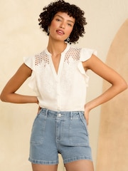 Love & Roses Light Wash Blue High Waist Denim Shorts - Image 3 of 4