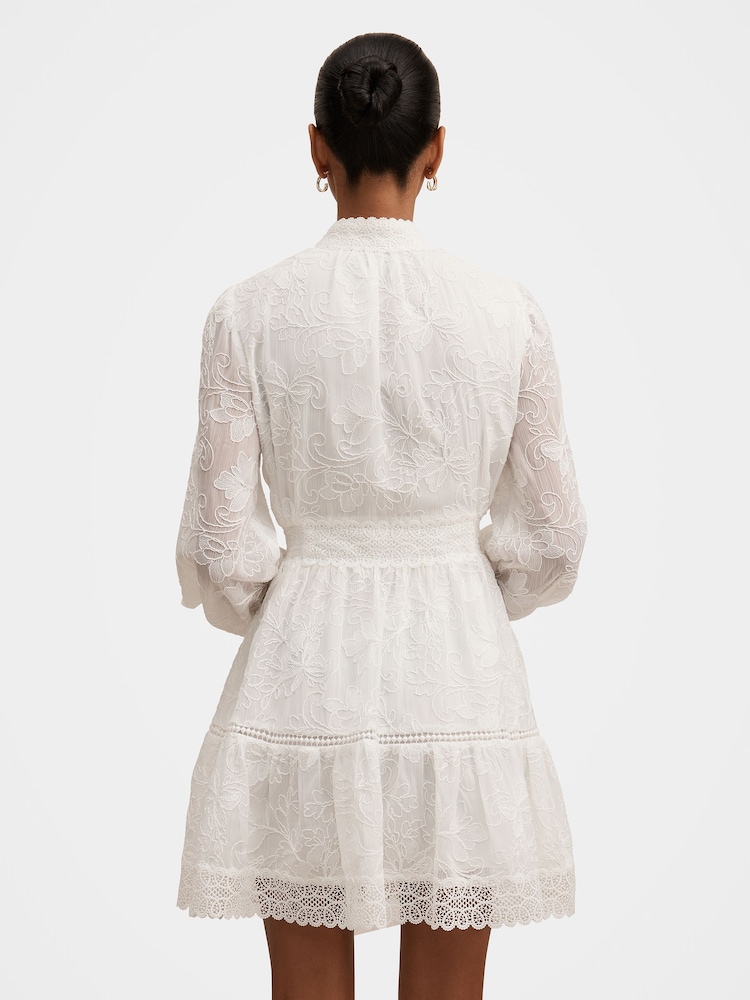 Forever New White Thalia Petite Embroidered Mini Dress - Image 2 of 5