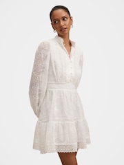 Forever New White Thalia Petite Embroidered Mini Dress - Image 4 of 5