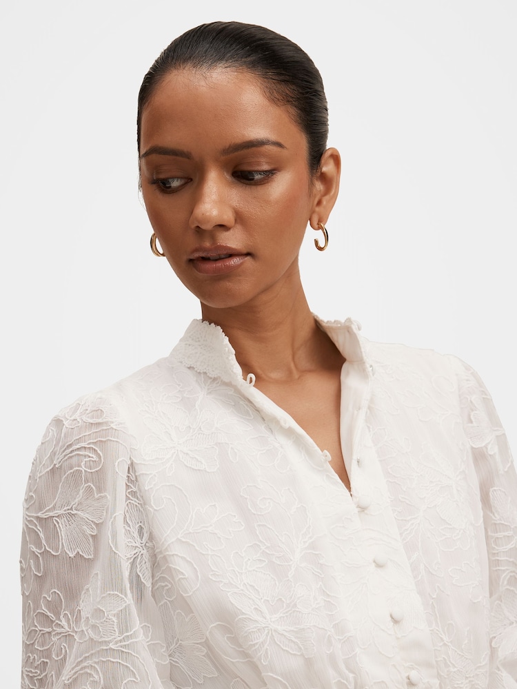 Forever New White Thalia Petite Embroidered Mini Dress - Image 5 of 5