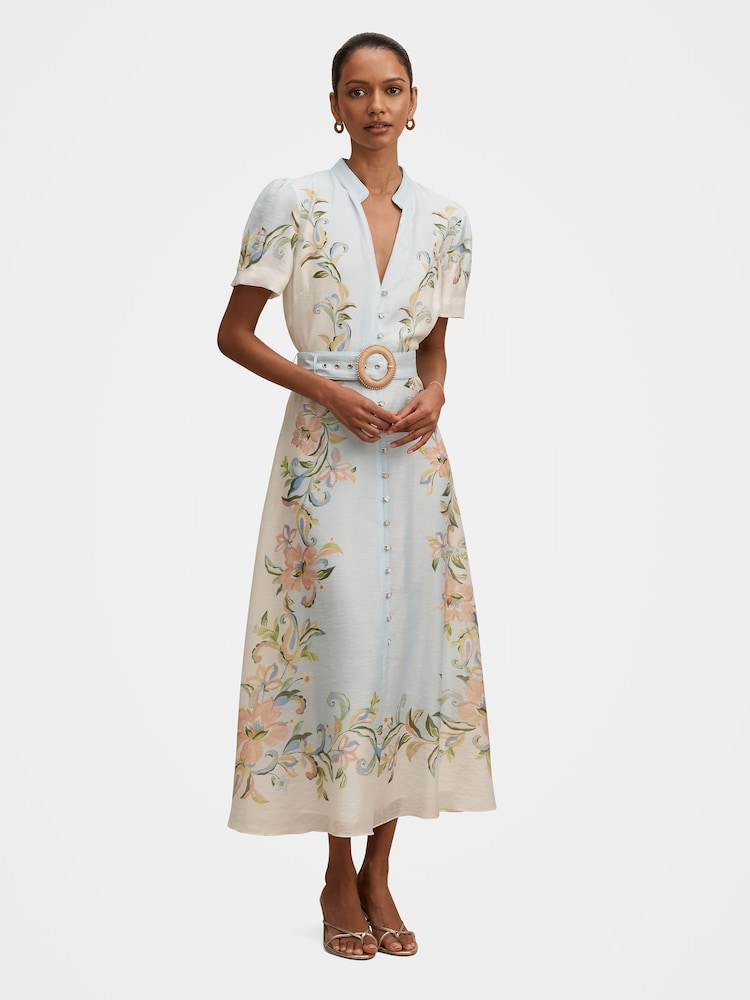 Forever New Briana Petite Printed Shirt Dress Contains Linen - Imagen 1 de 4