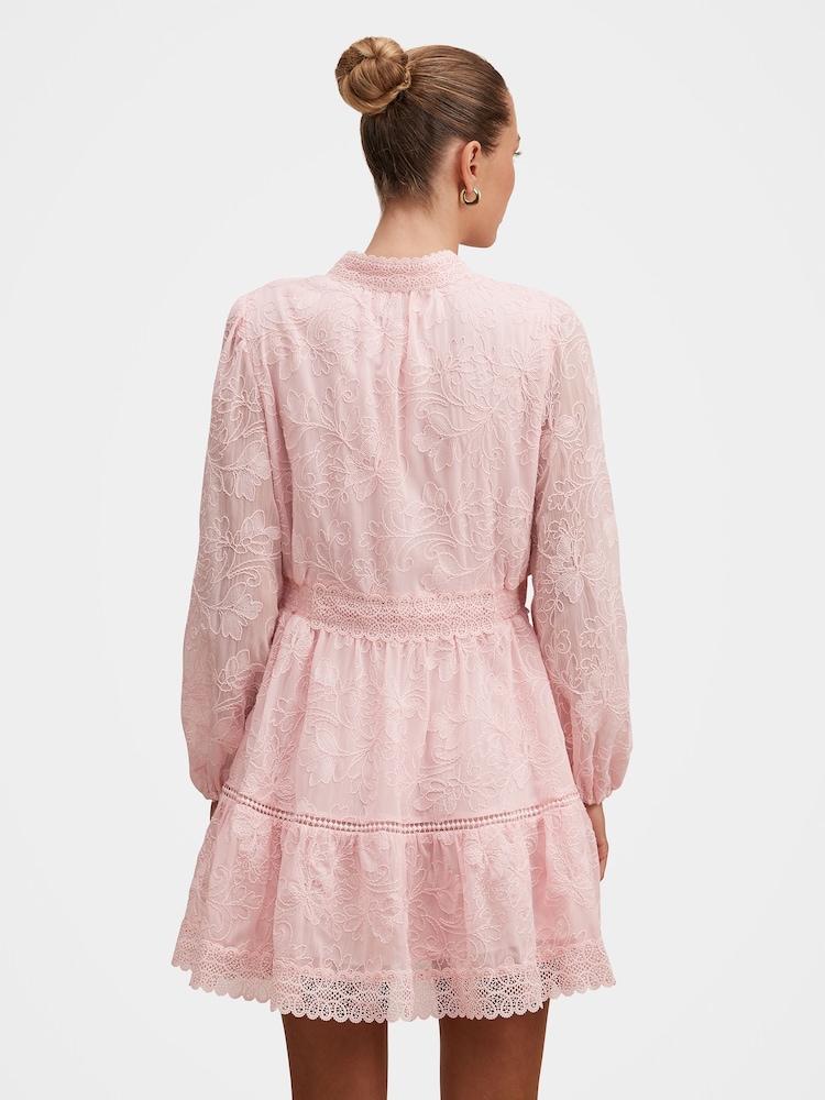 Forever New Pink Thalia Embroidered Skater Mini Dress - Image 2 of 5