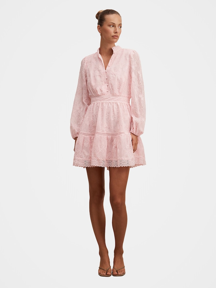 Forever New Pink Thalia Embroidered Skater Mini Dress - Image 5 of 5