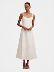Forever New White Tiffany Petite Embroidery Midi Dress - Image 1 of 4