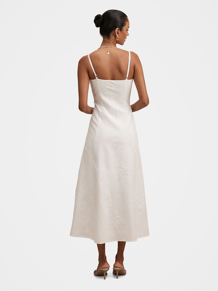 Forever New White Tiffany Petite Embroidery Midi Dress - Image 2 of 4