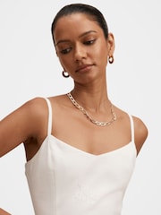 Forever New White Tiffany Petite Embroidery Midi Dress - Image 3 of 4