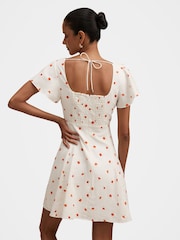 Forever New White Linen Blend Riley Petite Ruffle Neck Mini Dress - Image 2 of 5