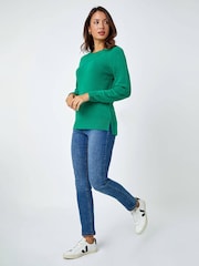 Roman Green Dark Plain Soft Crew Neck Jumper - Image 2 of 5