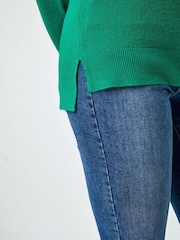 Roman Green Dark Plain Soft Crew Neck Jumper - Image 5 of 5