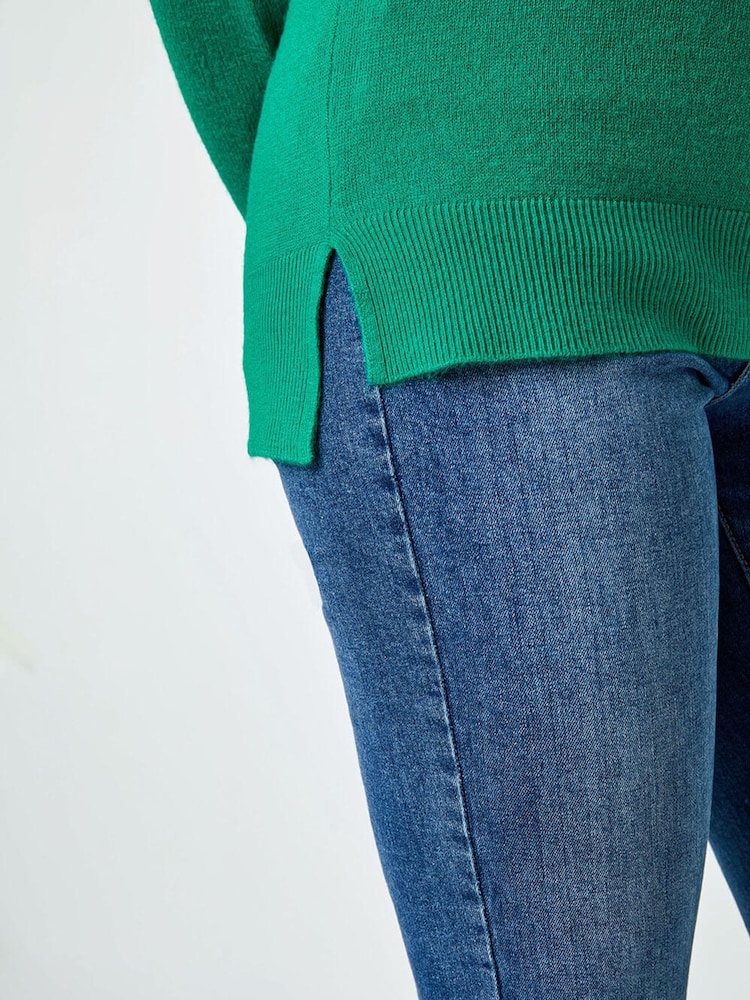 Roman Green Dark Plain Soft Crew Neck Jumper - Image 5 of 5