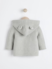 Grey Knitted Hooded Baby Cardigan - Image 2 of 6