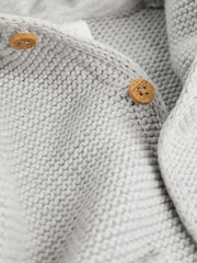 Grey Knitted Hooded Baby Cardigan - Image 3 of 6