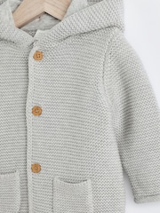 Grey Knitted Hooded Baby Cardigan - Image 5 of 6
