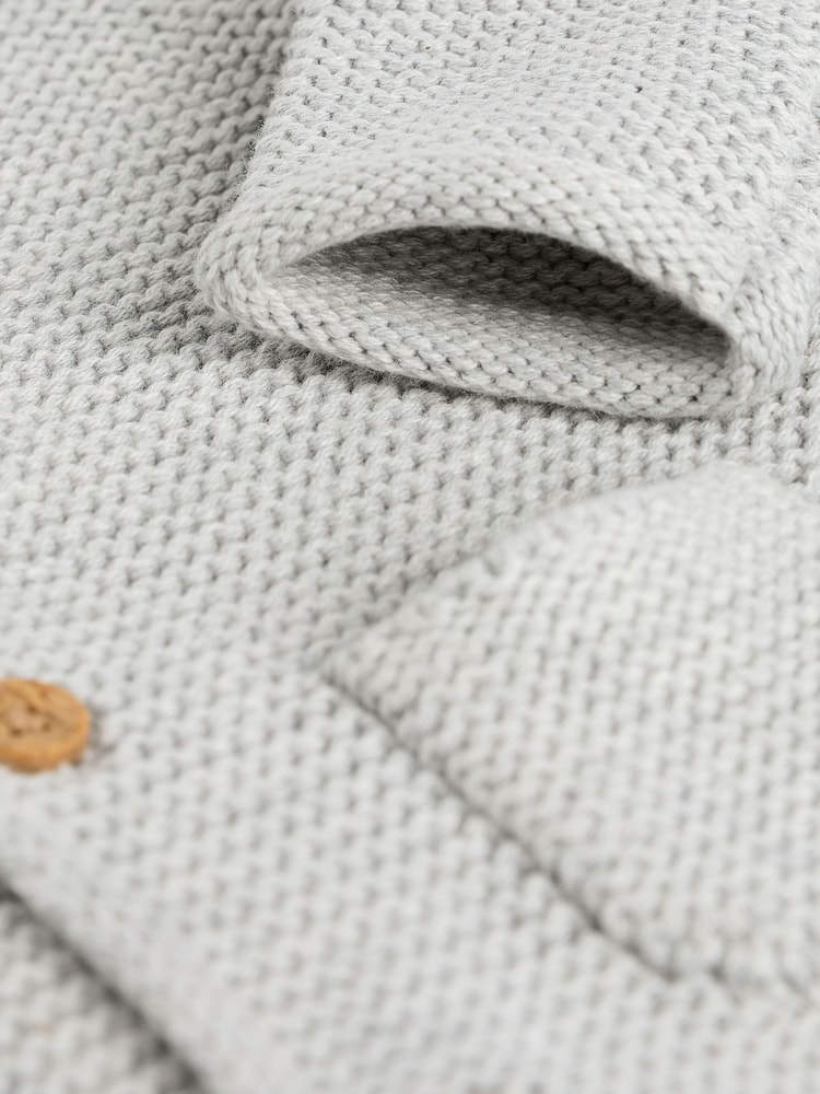Grey Knitted Hooded Baby Cardigan - Image 6 of 6