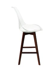 Fusion Living Set of 2 White Soho Clear Plastic Bar Stools with Dark Wood Legs - Image 5 of 5