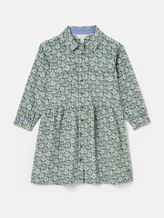 Joules Girls' Elodie Blue Ditsy Print Corduroy Shirt Dress - Image 1 of 5