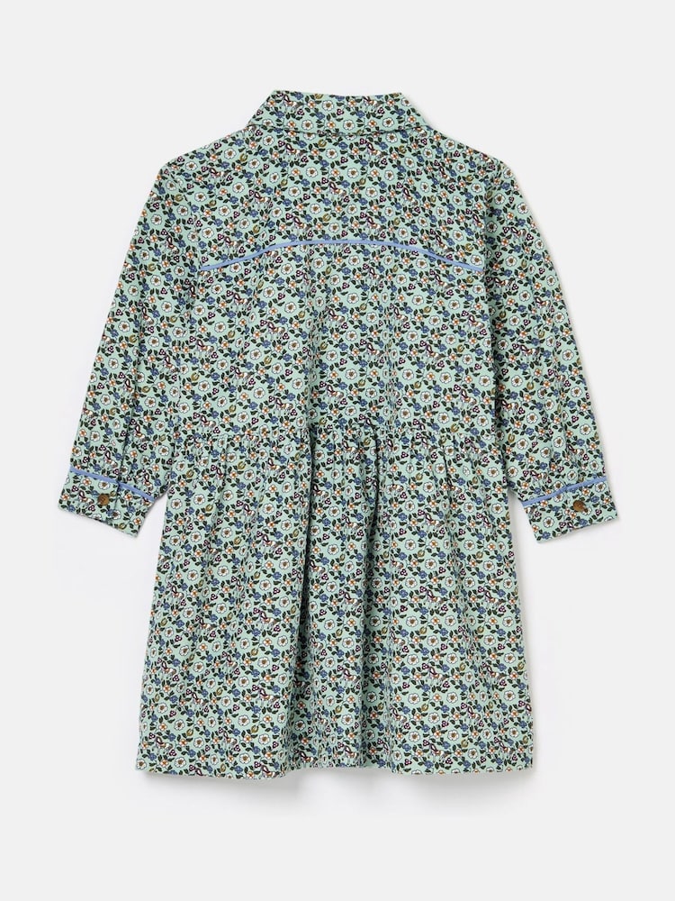 Joules Girls' Elodie Blue Ditsy Print Corduroy Shirt Dress - Image 2 of 5