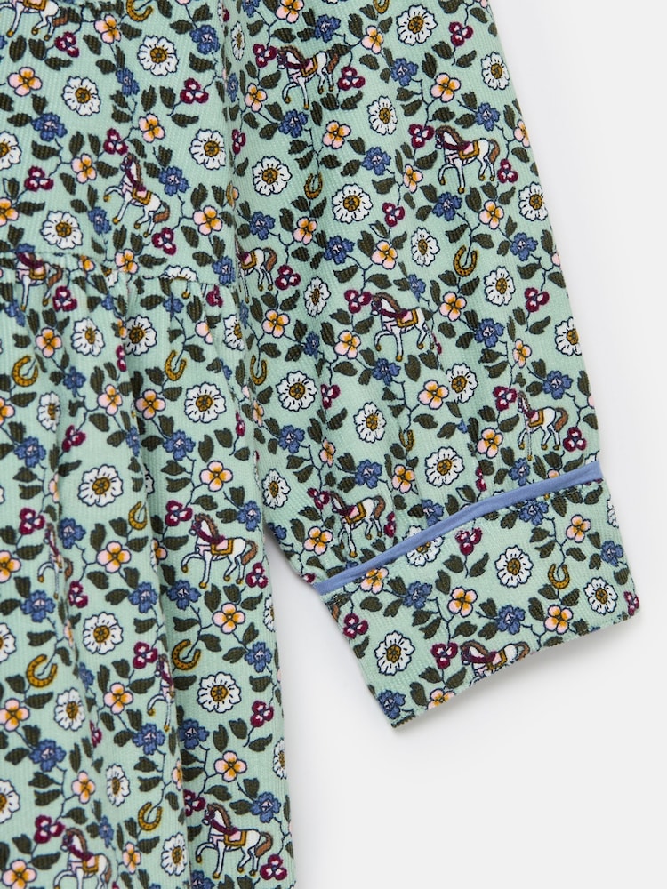 Joules Girls' Elodie Blue Ditsy Print Corduroy Shirt Dress - Image 5 of 5