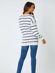 Roman White Stripe Print Knitted Jumper - Image 4 of 6
