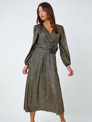 Roman Black Shimmer Star Corsage Midi Dress - Image 1 of 5