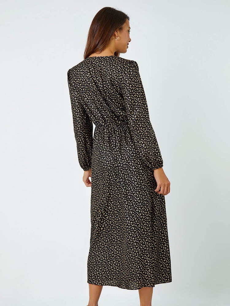 Roman Black Shimmer Star Corsage Midi Dress - Image 2 of 5