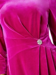 Roman Pink Velvet Twist Diamante Detail Dress - Image 4 of 5