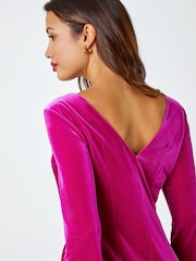 Roman Pink Velvet Twist Diamante Detail Dress - Image 5 of 5