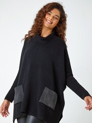 Roman Black Sparkle Pocket Poncho Jumper - Image 1 of 4