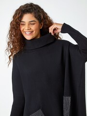 Roman Black Sparkle Pocket Poncho Jumper - Image 3 of 4