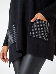 Roman Black Sparkle Pocket Poncho Jumper - Image 4 of 4