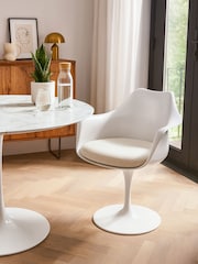 Fusion Living Cream Tulip Armchair with Bouclé Cushion - Image 1 of 5