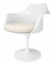 Fusion Living Cream Tulip Armchair with Bouclé Cushion - Image 2 of 5