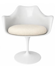 Fusion Living Cream Tulip Armchair with Bouclé Cushion - Image 3 of 5