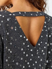 Roman Metallic Sequin Detail Blouson Stretch Top - Image 5 of 5