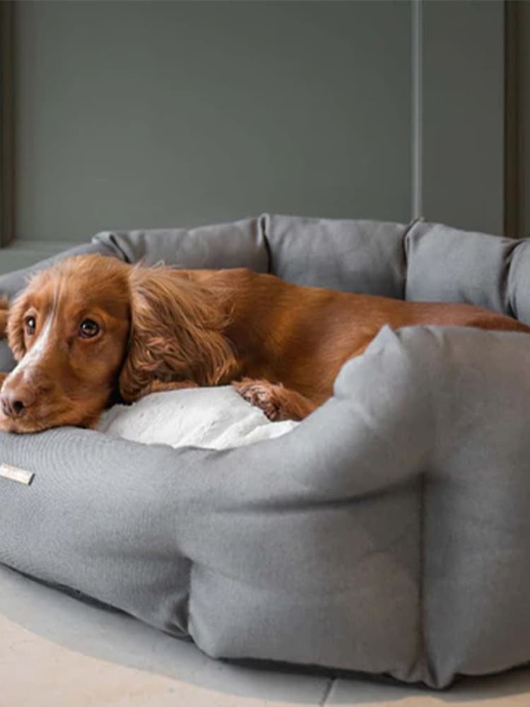 Lords and Labradors Grey Essentials Twill Oval Dog Bed - Image 1 of 5