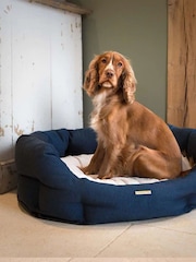 Lords and Labradors Blue Essentials Twill Oval Dog Bed - Image 3 of 5
