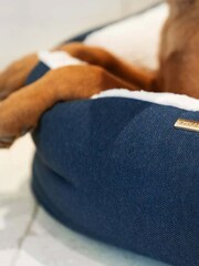 Lords and Labradors Blue Essentials Twill Oval Dog Bed - Image 3 of 5