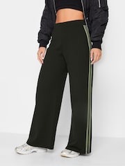 PixieGirl Petite Black Stripe Scuba Wide Leg Trousers - Image 1 of 4