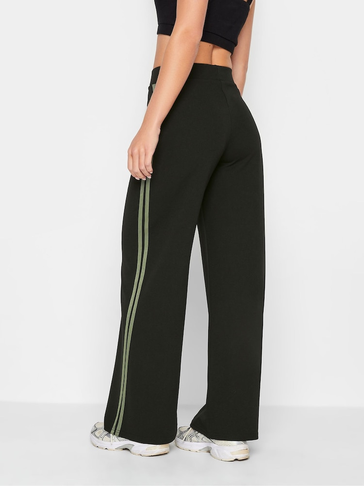 PixieGirl Petite Black Stripe Scuba Wide Leg Trousers - Image 2 of 4