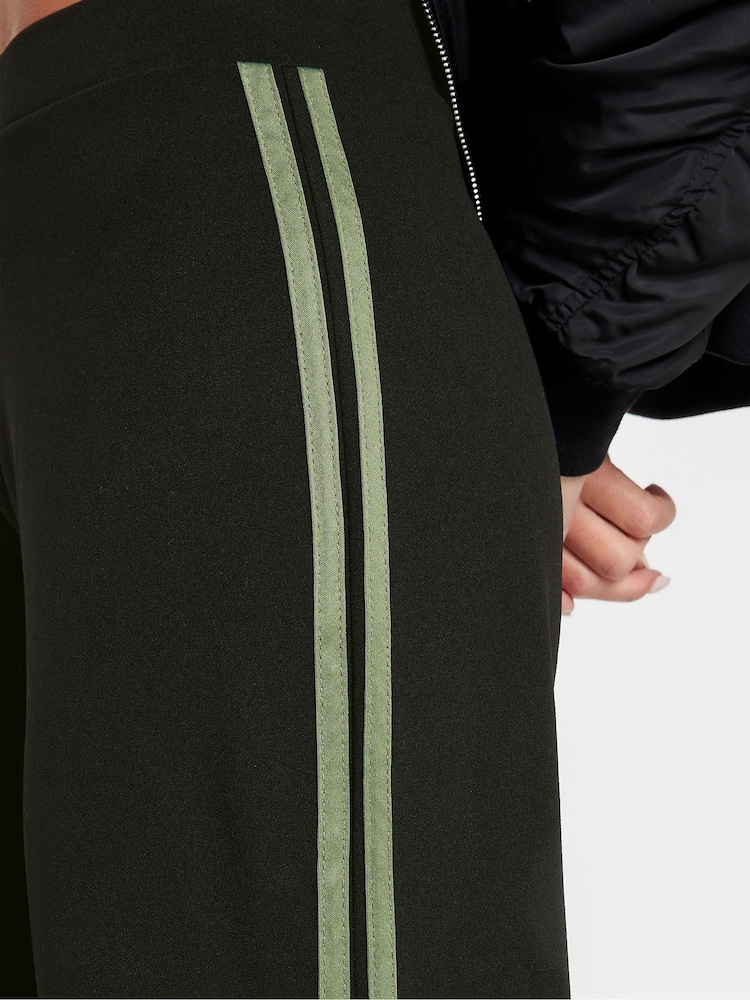 PixieGirl Petite Black Stripe Scuba Wide Leg Trousers - Image 4 of 4