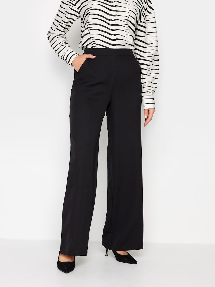 Long Tall Sally Black Elasticated Wide Leg Trousers - Image 1 of 4