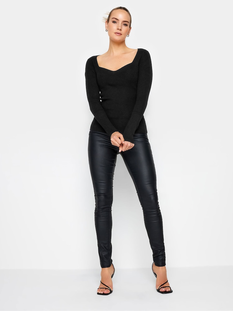 Long Tall Sally Black Sweetheart Neck Ribbed Jumper - Image 2 of 4 Long Tall Sally Black Sweetheart Neck Ribbed Jumper - Image 2 of 4