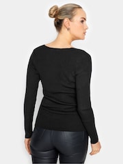 Long Tall Sally Black Sweetheart Neck Ribbed Jumper - Image 3 of 4