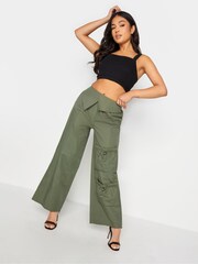 PixieGirl Petite Green Fold Over Cargo 100% Cotton Trousers - Image 2 of 4