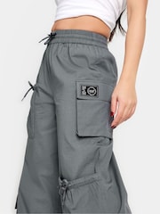 PixieGirl Petite Grey Pocket Detail Label Cargo 100% Cotton Trousers - Image 4 of 4