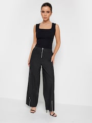 PixieGirl Petite Black Zip Cargo 100% Cotton Trousers - Image 6 of 6